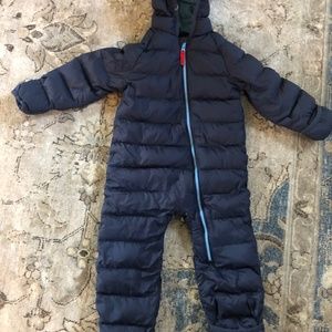 LL Bean ultralite navy down bunting snowsuit 12-18 months
